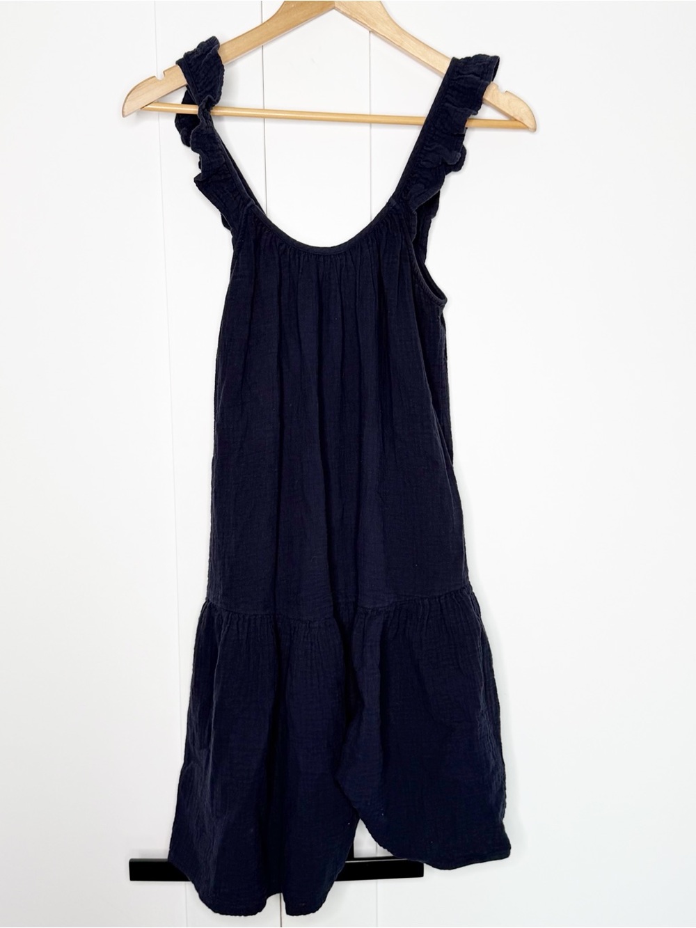 BODEN Cotton Strappy Cheesecloth Midi Dress 6 navy blue sleeveless muslin gauze